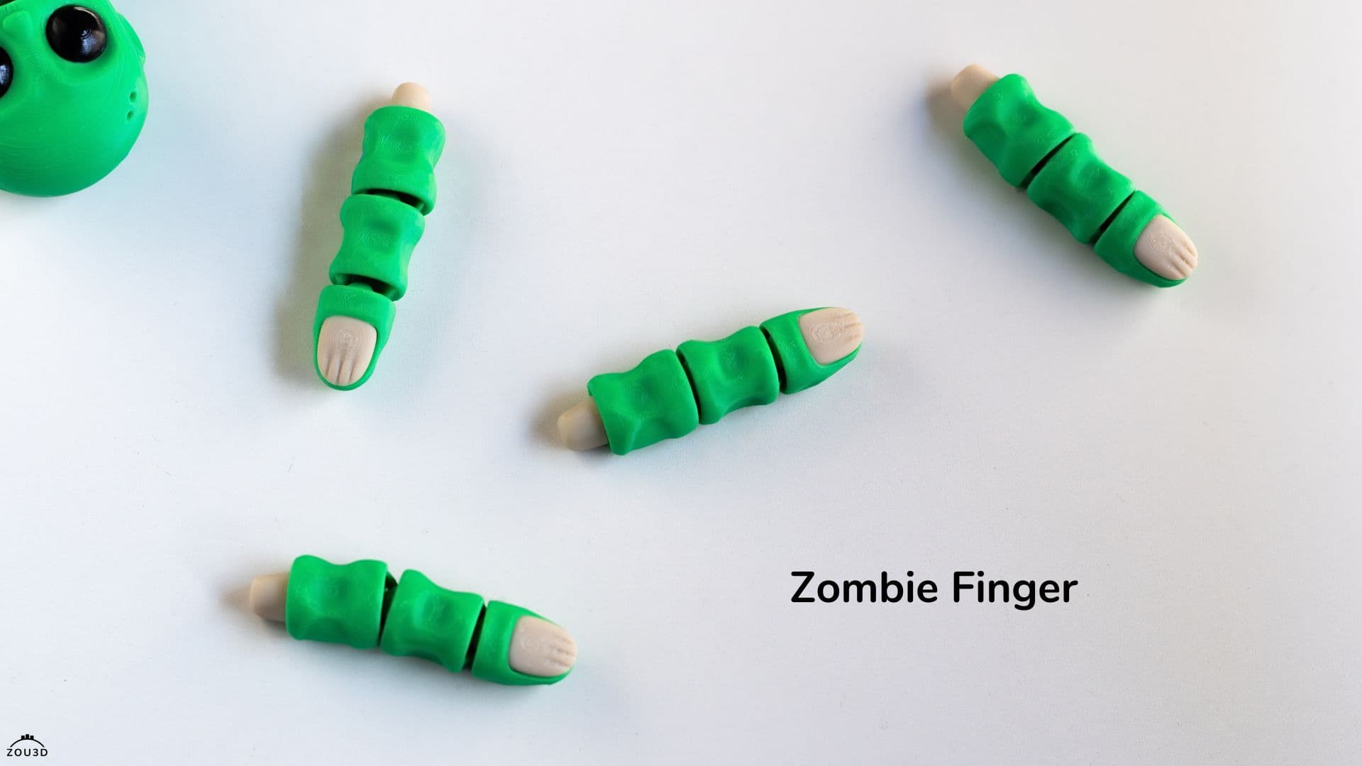 Grüner beweglicher Zombie-Finger 3D-gedruckt