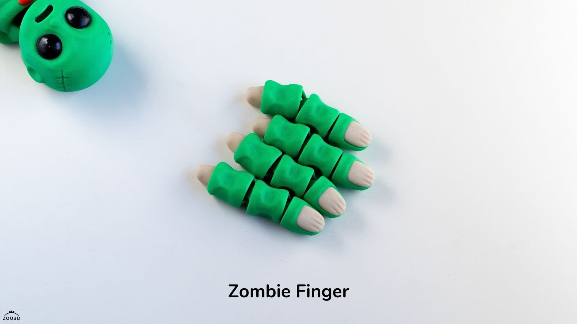 Grüner beweglicher Zombie-Finger 3D-gedruckt 2