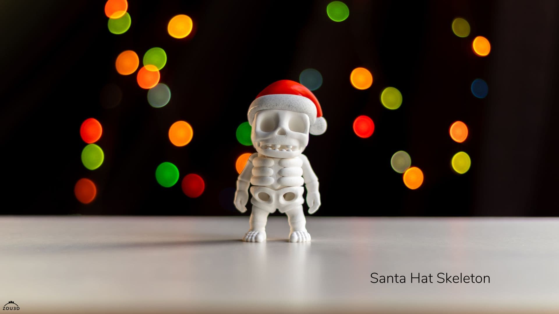 3D-gedrucktes Santa-Skelett mit Weihnachtsmütze