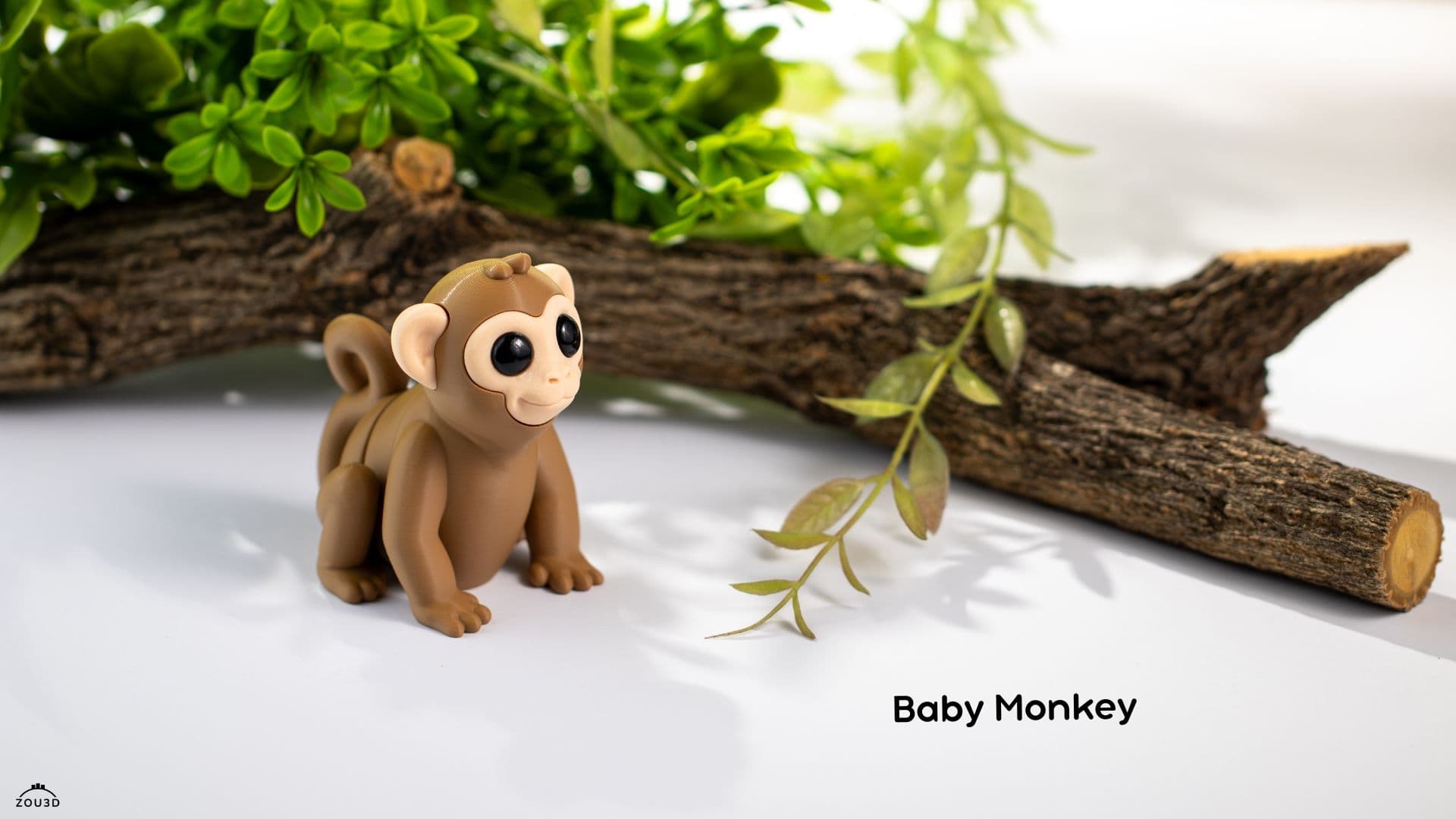3D-gedruckte Baby-Affe-Figur aus PLA