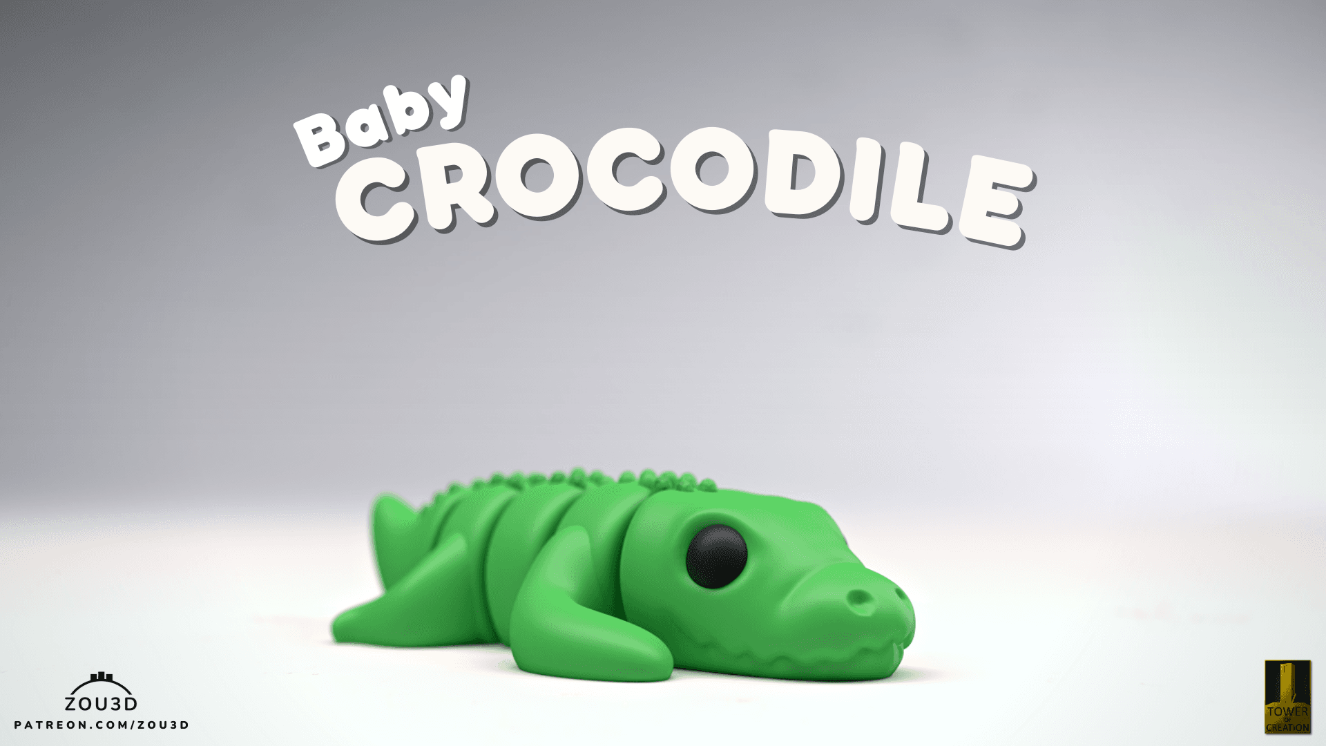 Baby Krokodil 3D-gedruckte Deko-Figur aus PLA