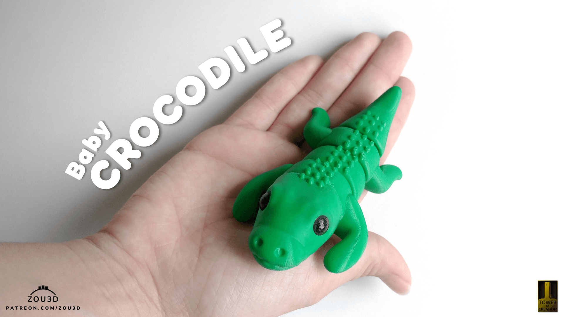 Baby Krokodil 3D-gedruckte Deko-Figur aus PLA 2