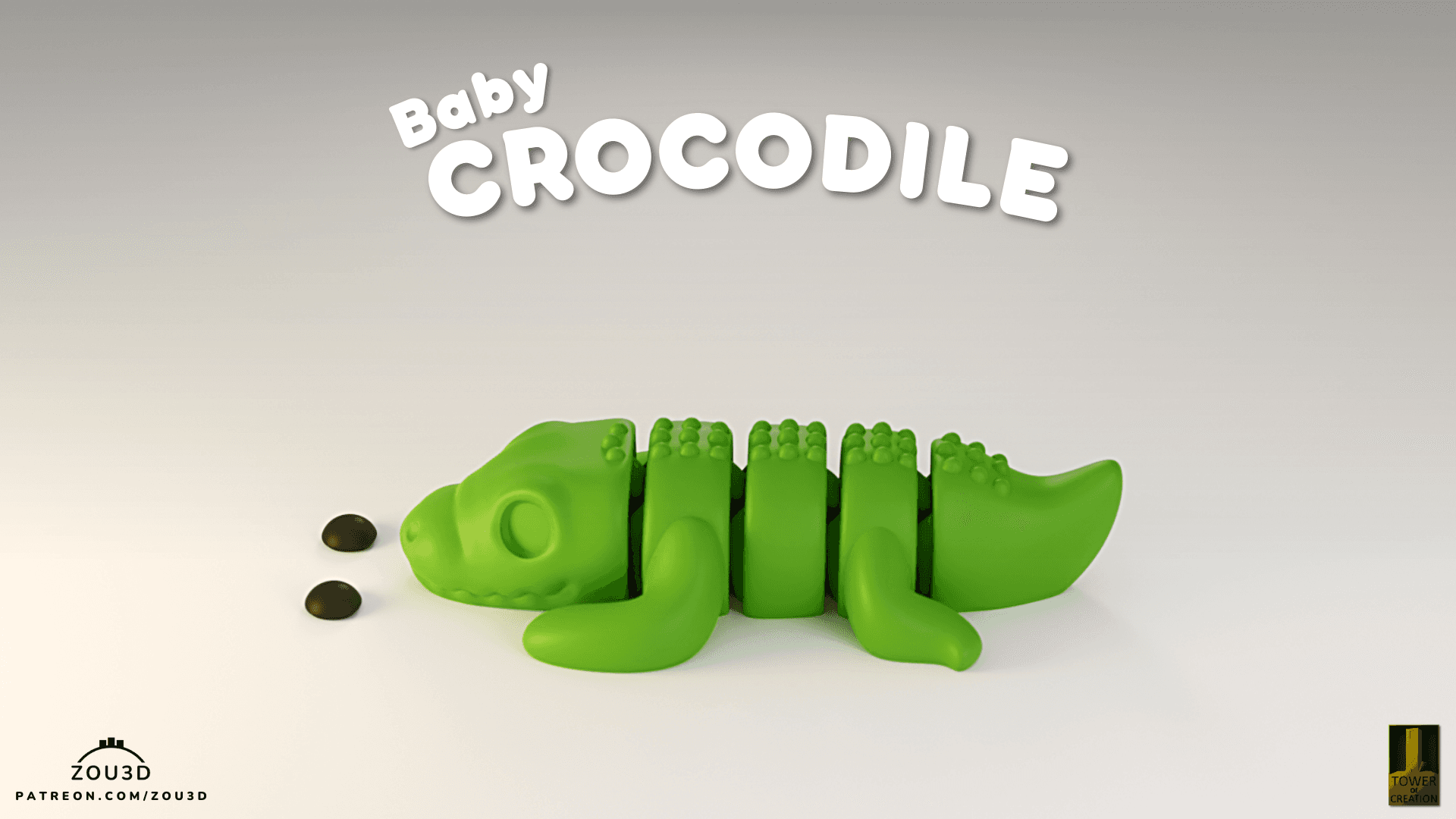 Baby Krokodil 3D-gedruckte Deko-Figur aus PLA 3