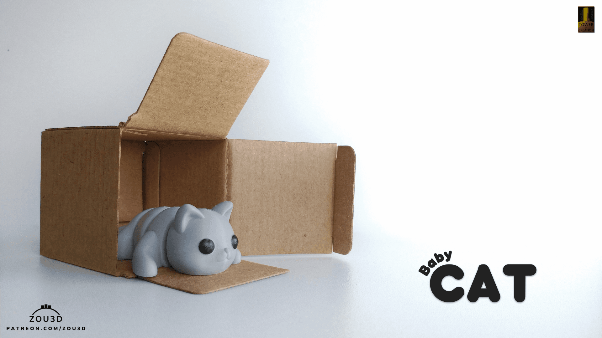 3D-gedruckte Baby Cat Katzenfigur im Garn 2