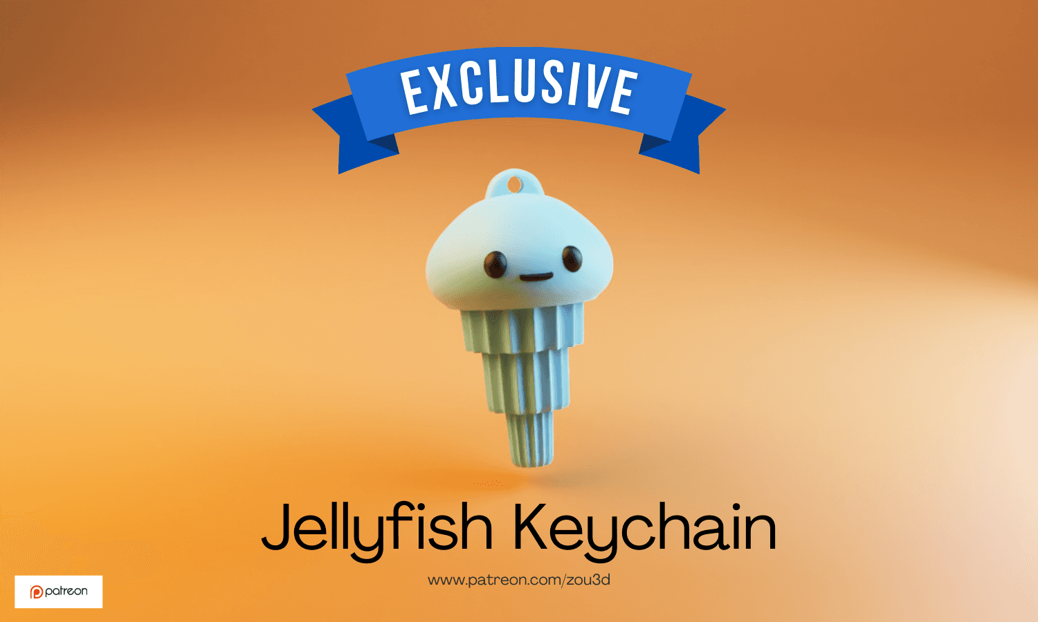 3D-gedruckter Quallen-Schlüsselanhänger aus PLA