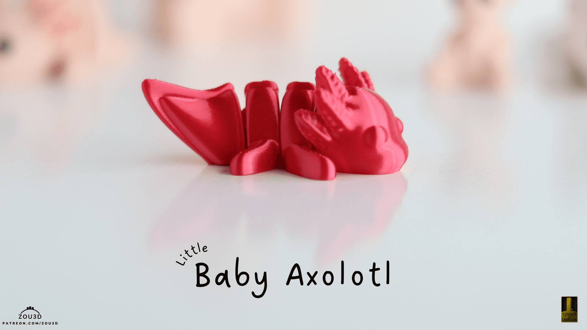 4er Set 3D-gedruckte Baby Axolotl Figuren 2