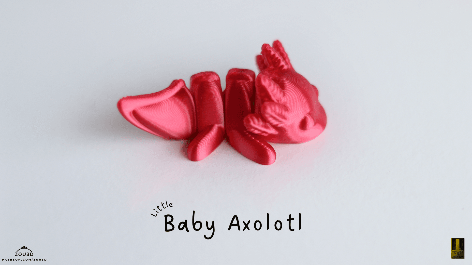4er Set 3D-gedruckte Baby Axolotl Figuren 3