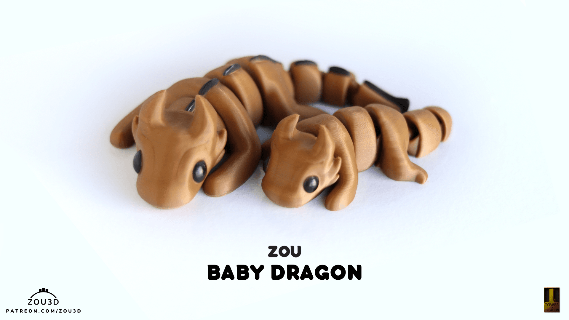 Paar beweglicher 3D-gedruckte Baby-Drachen