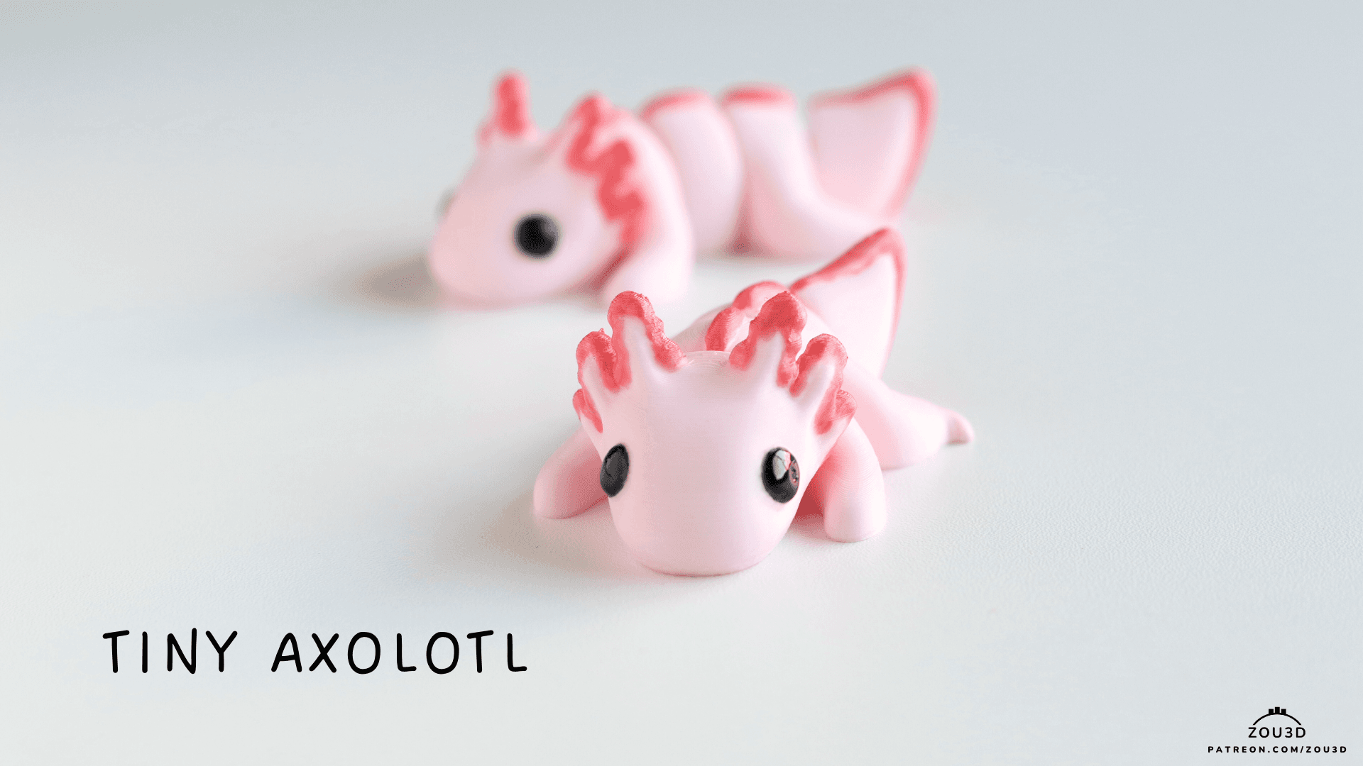 3D-gedruckte Pink Tiny Axolotl Figur