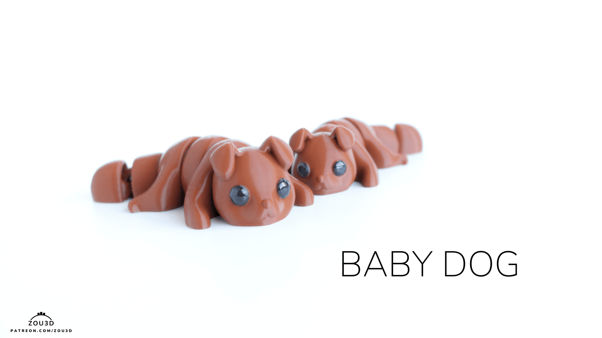 Zwei 3D-gedruckte Babyhund-Figuren