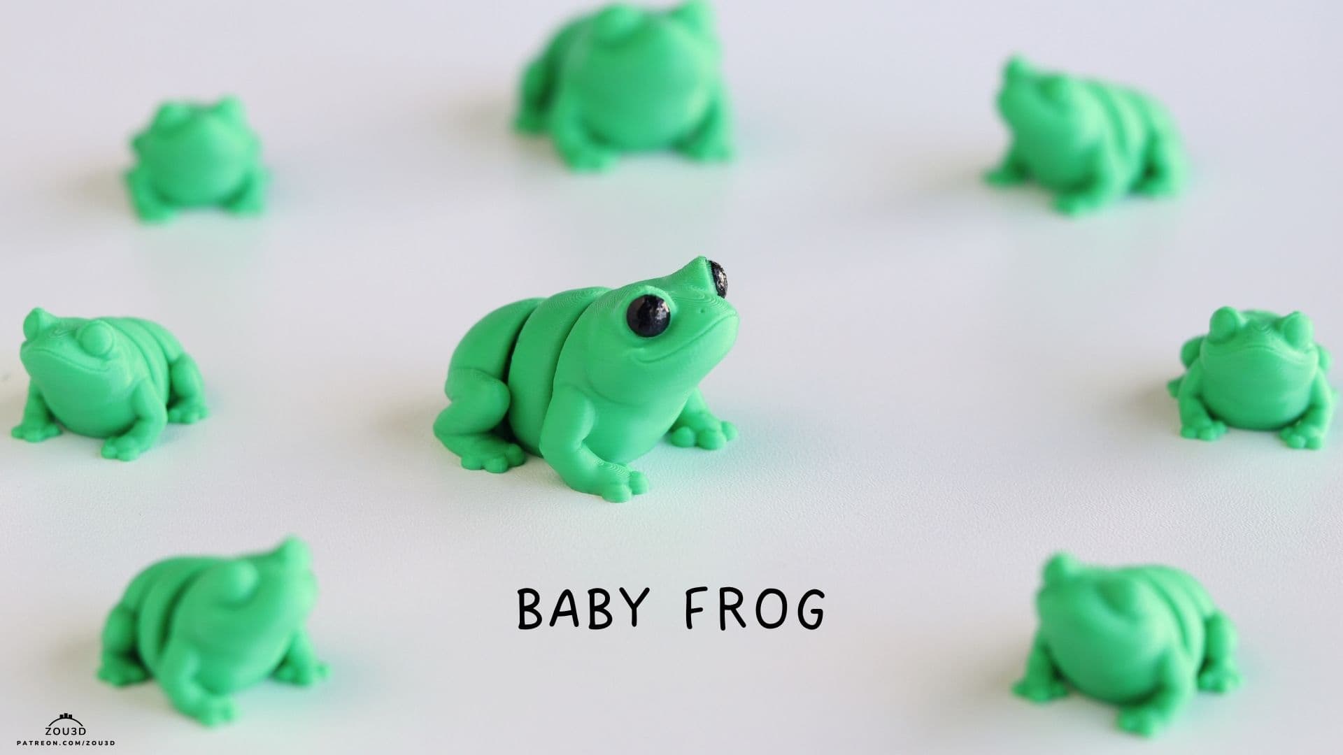 3D-gedruckte grüne Babyfrosch-Dekofigur