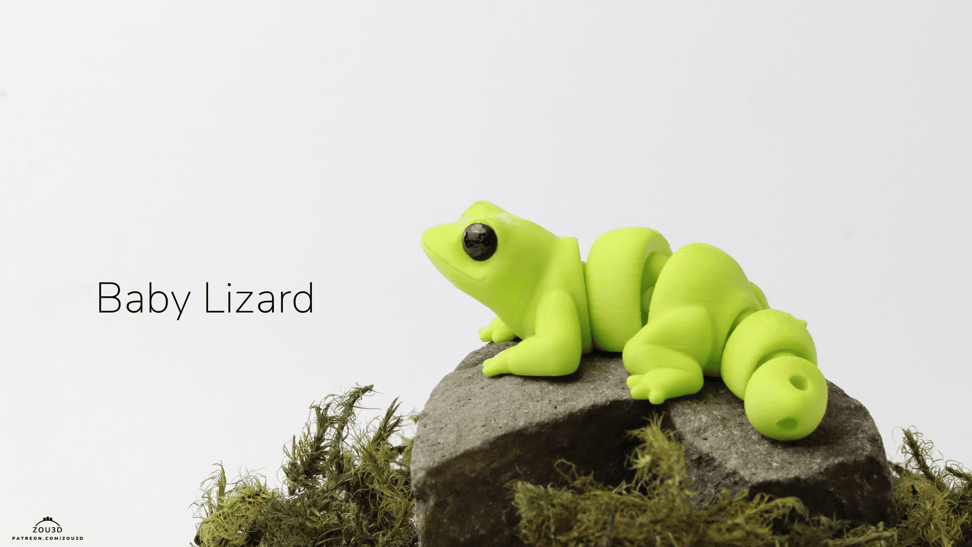 Grüne 3D-gedruckte Baby Lizard Figur