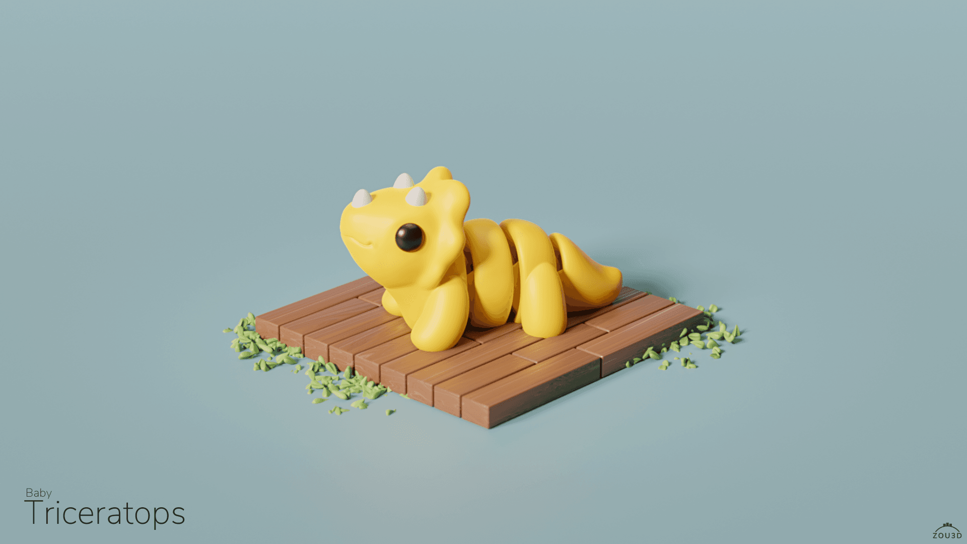 3D-gedruckte Baby-Triceratops Figur 2