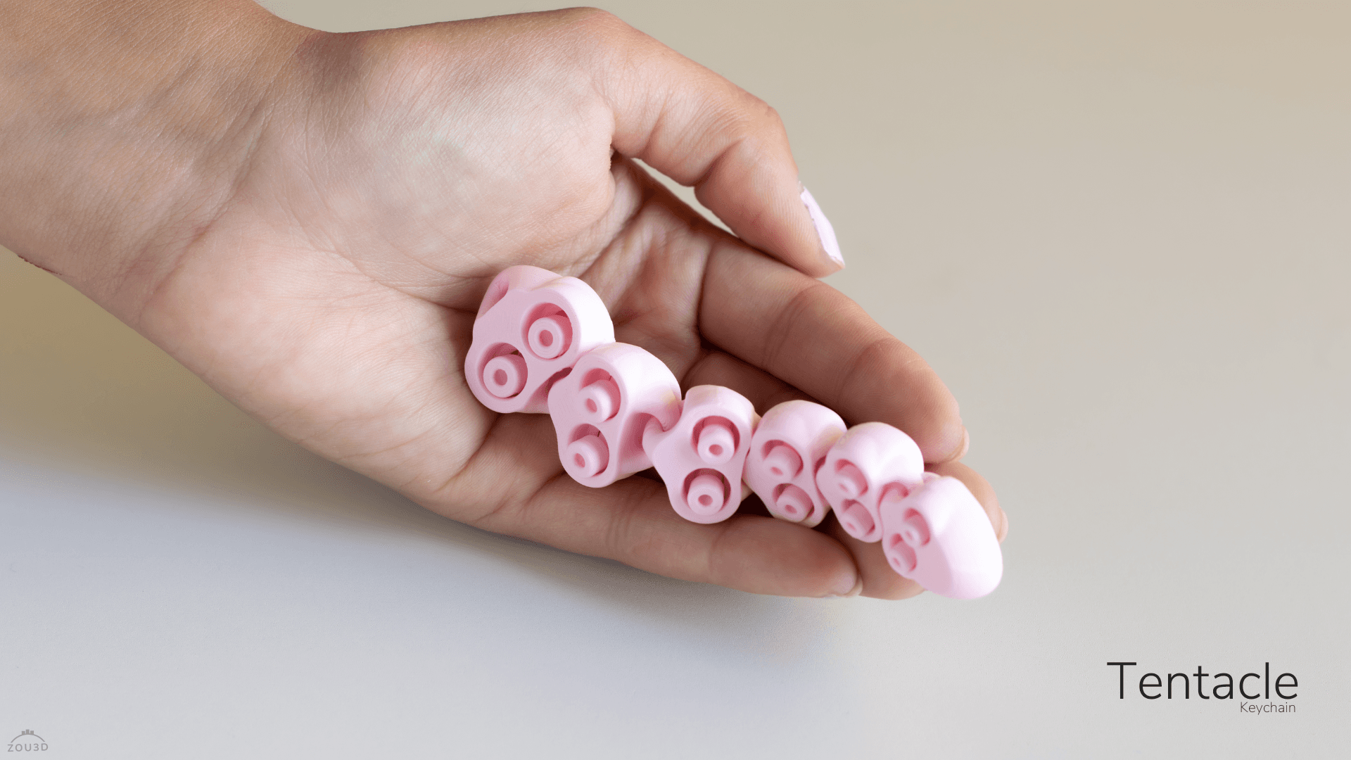 3D-gedruckter pinker Tentakel-Schlüsselanhänger 2