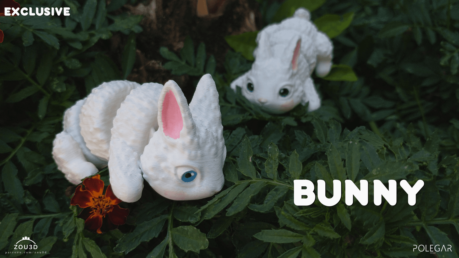 3D-gedruckte weiße Bunny-Deko-Figur