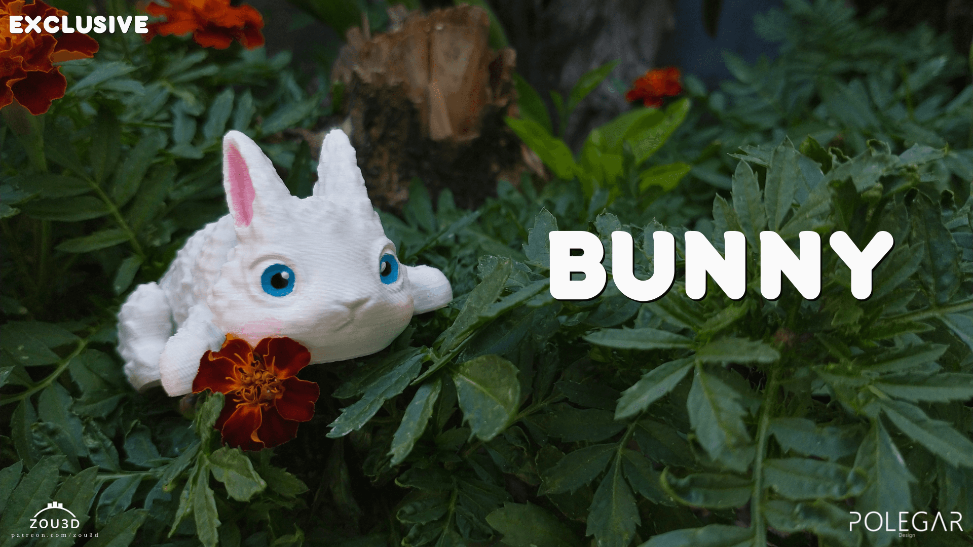 3D-gedruckte weiße Bunny-Deko-Figur 2