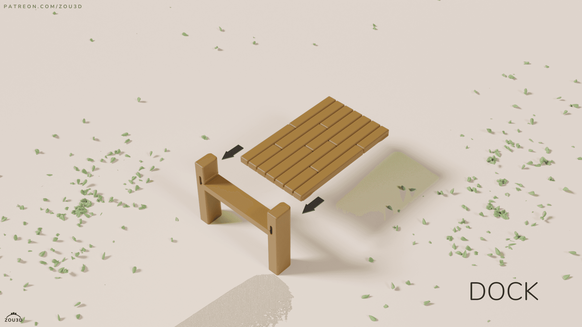 3D-gedrucktes Dock-Modell in Holzoptik