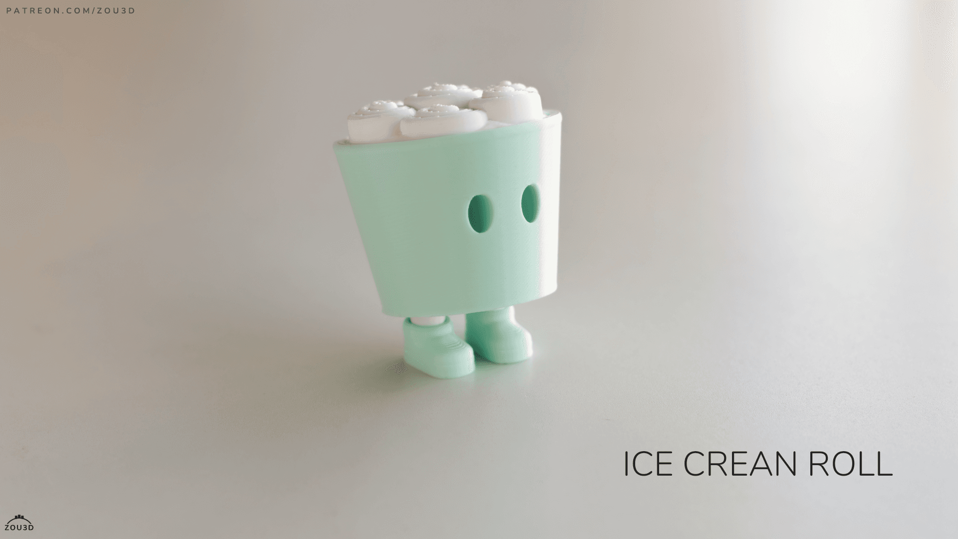 3D-gedruckte Ice Cream Roll Figur mit Beinen