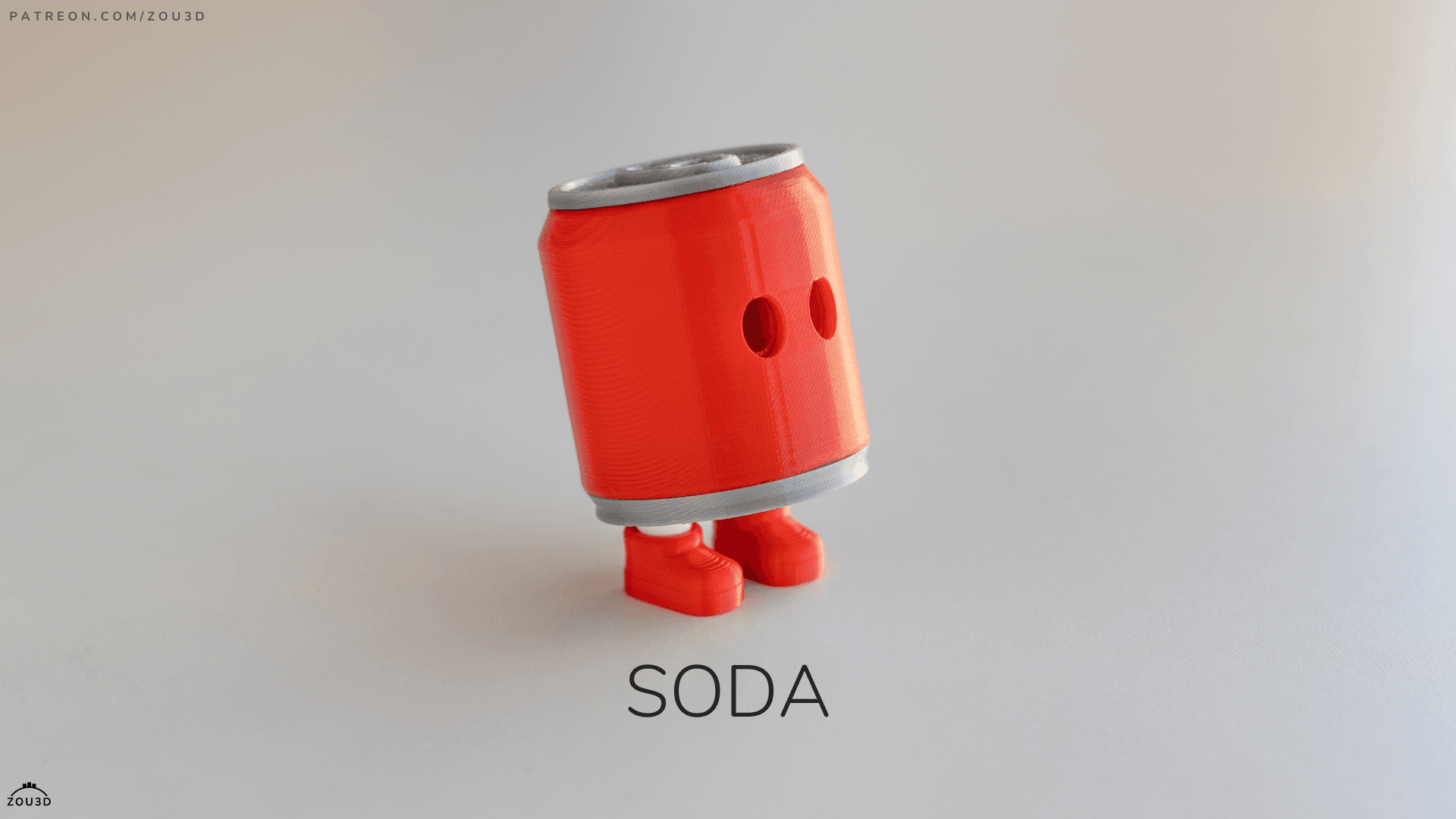 3D-gedruckte Soda-Dose-Figur mit Beinen