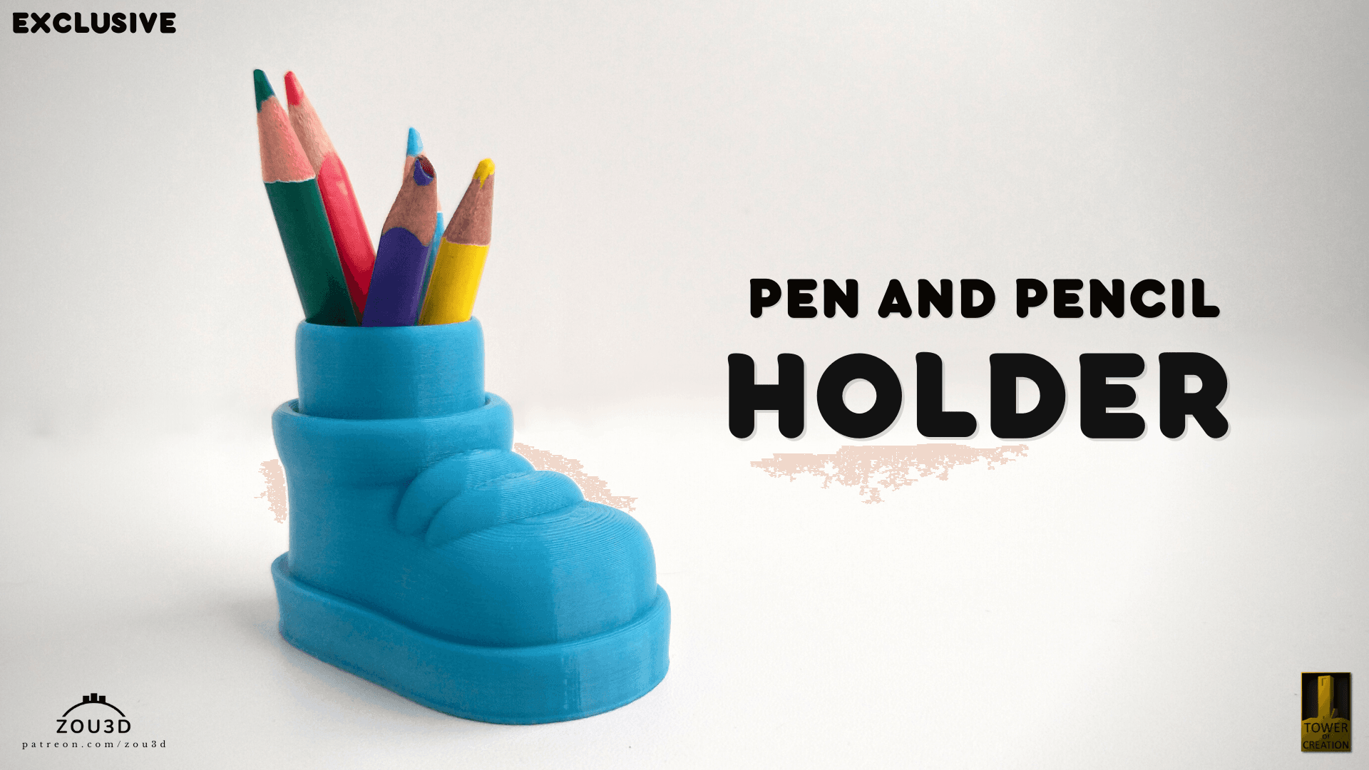 3D-gedruckter blauer Stiefel-Stifthalter