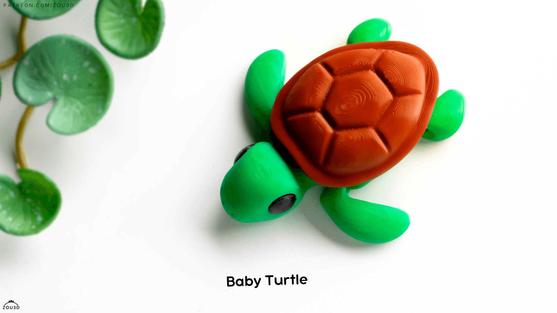 3D-gedruckte grüne Baby-Schildkröte mit Panzer