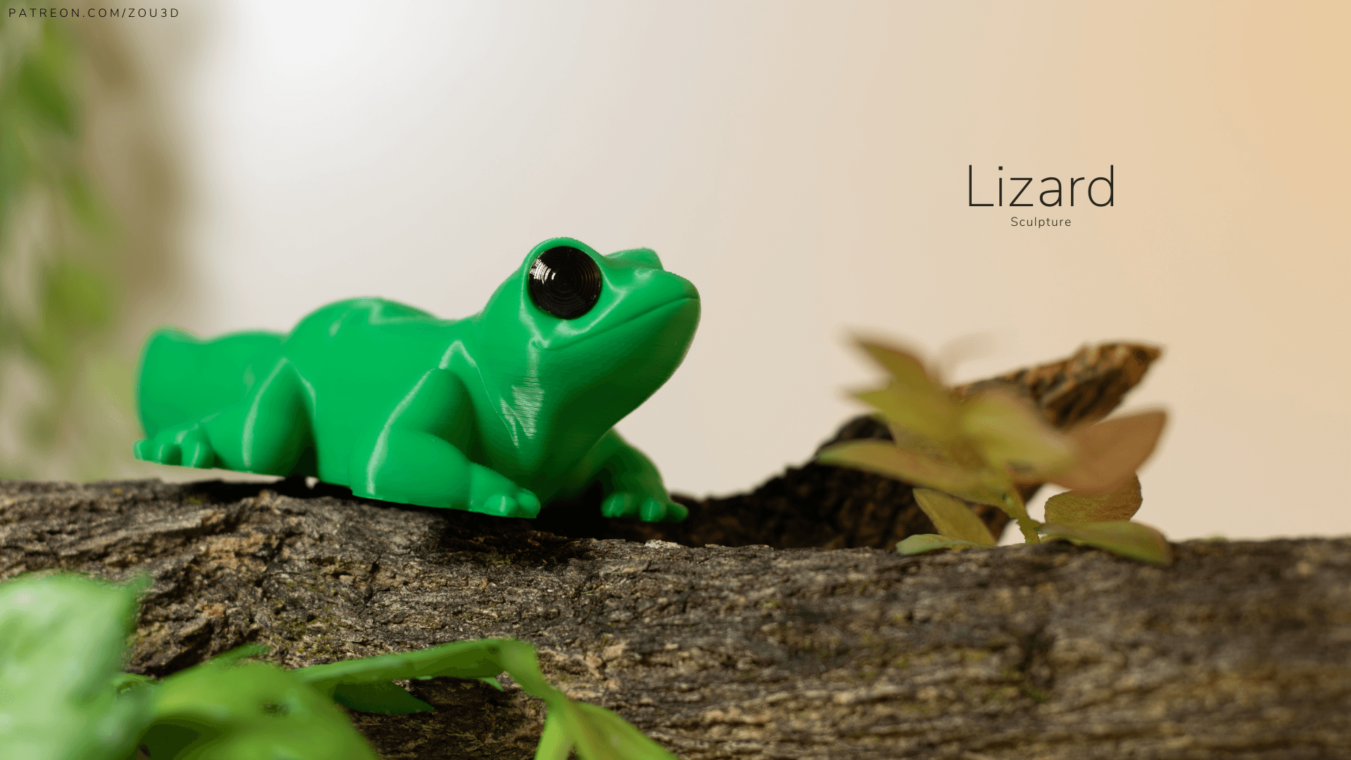 Detailreiche 3D-gedruckte Lizard-Skulptur