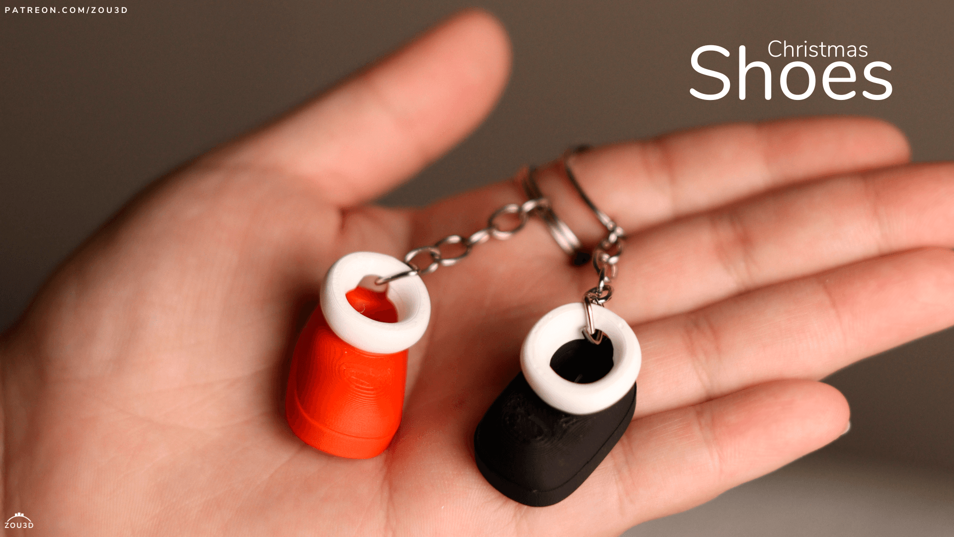 3D-gedruckte Weihnachtsschuhe Schlüsselanhänger-Paar 2