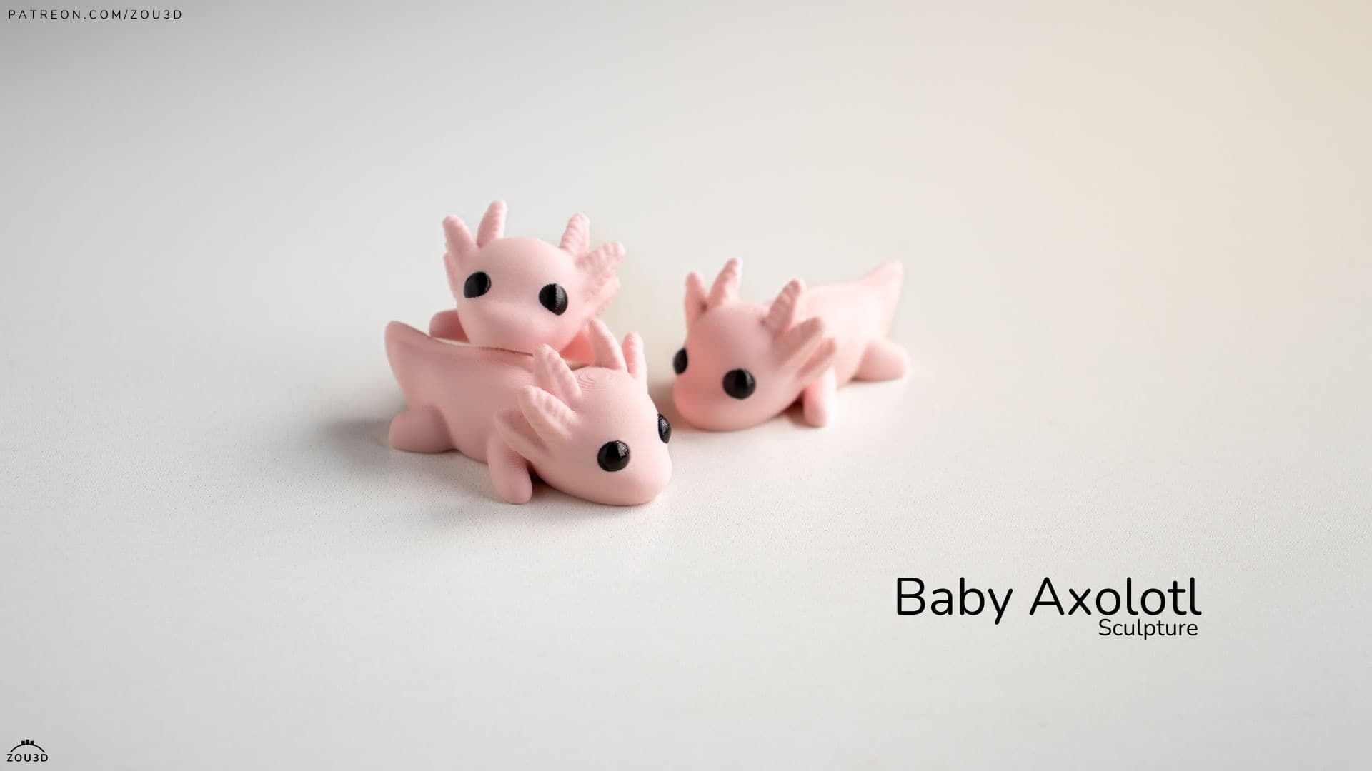 Rosa Baby Axolotl 3D-Druck Figuren