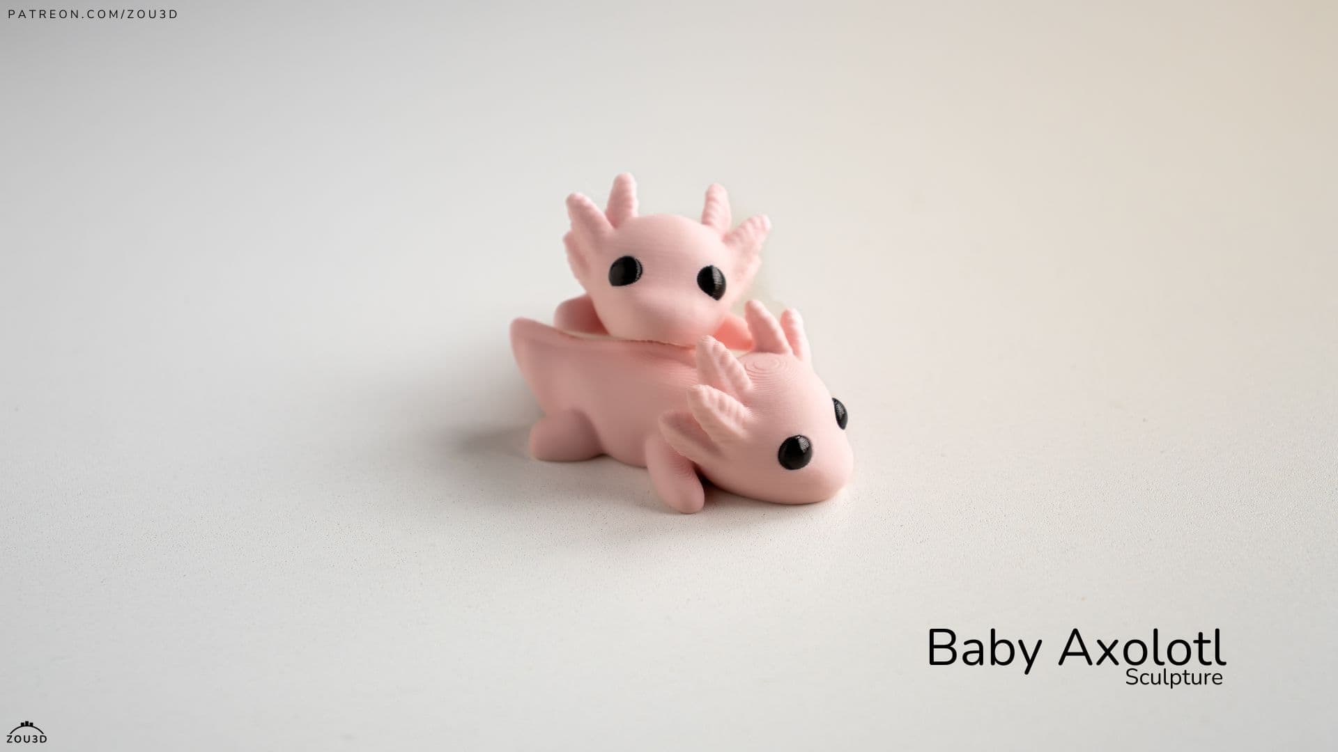 Rosa Baby Axolotl 3D-Druck Figuren 2