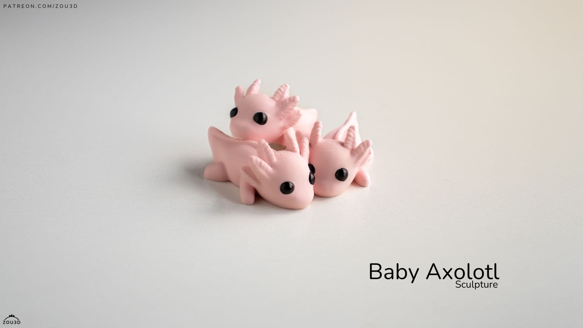 Rosa Baby Axolotl 3D-Druck Figuren 3