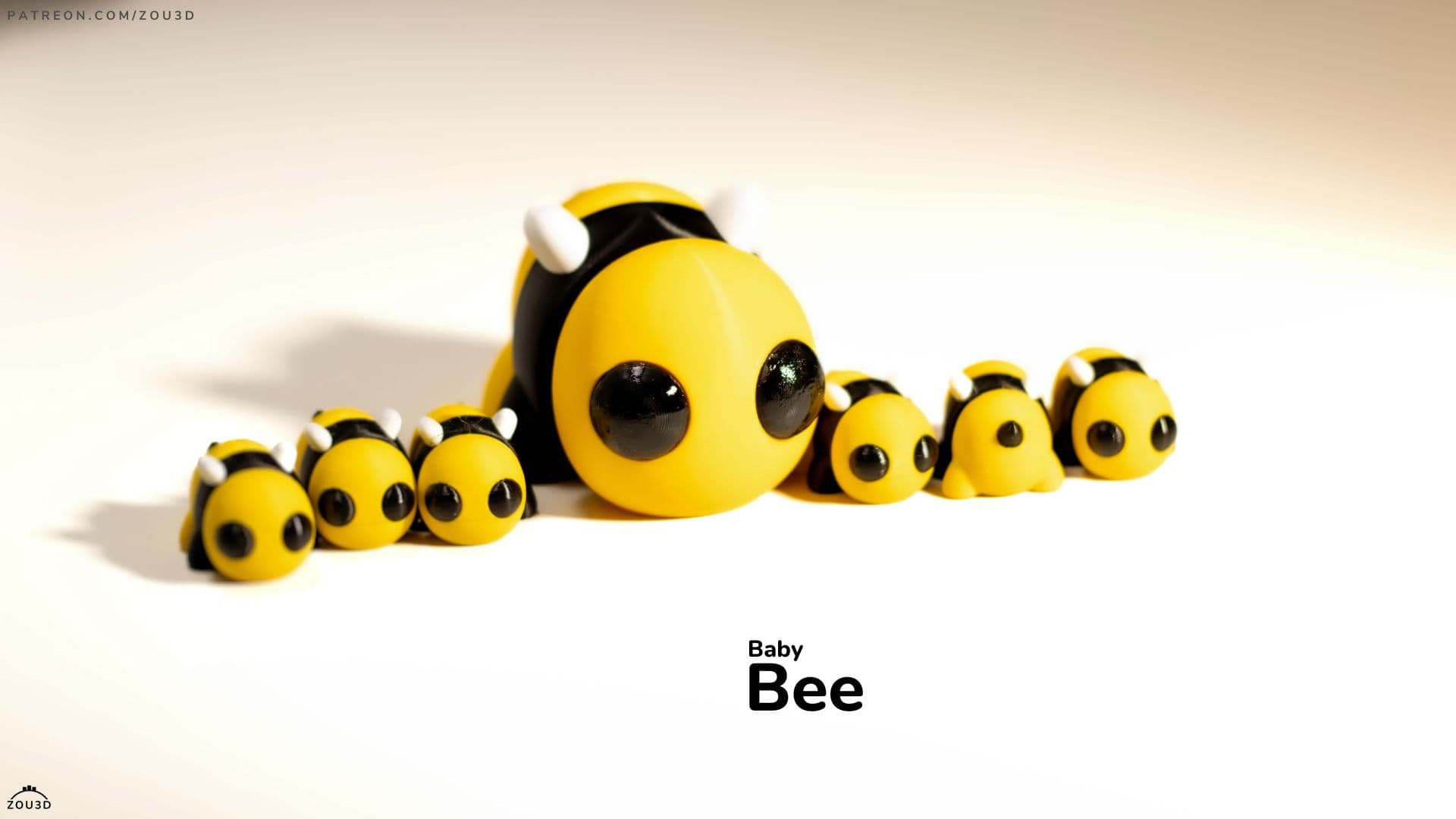 3D-gedruckte Biene mit Babybienen-Figuren