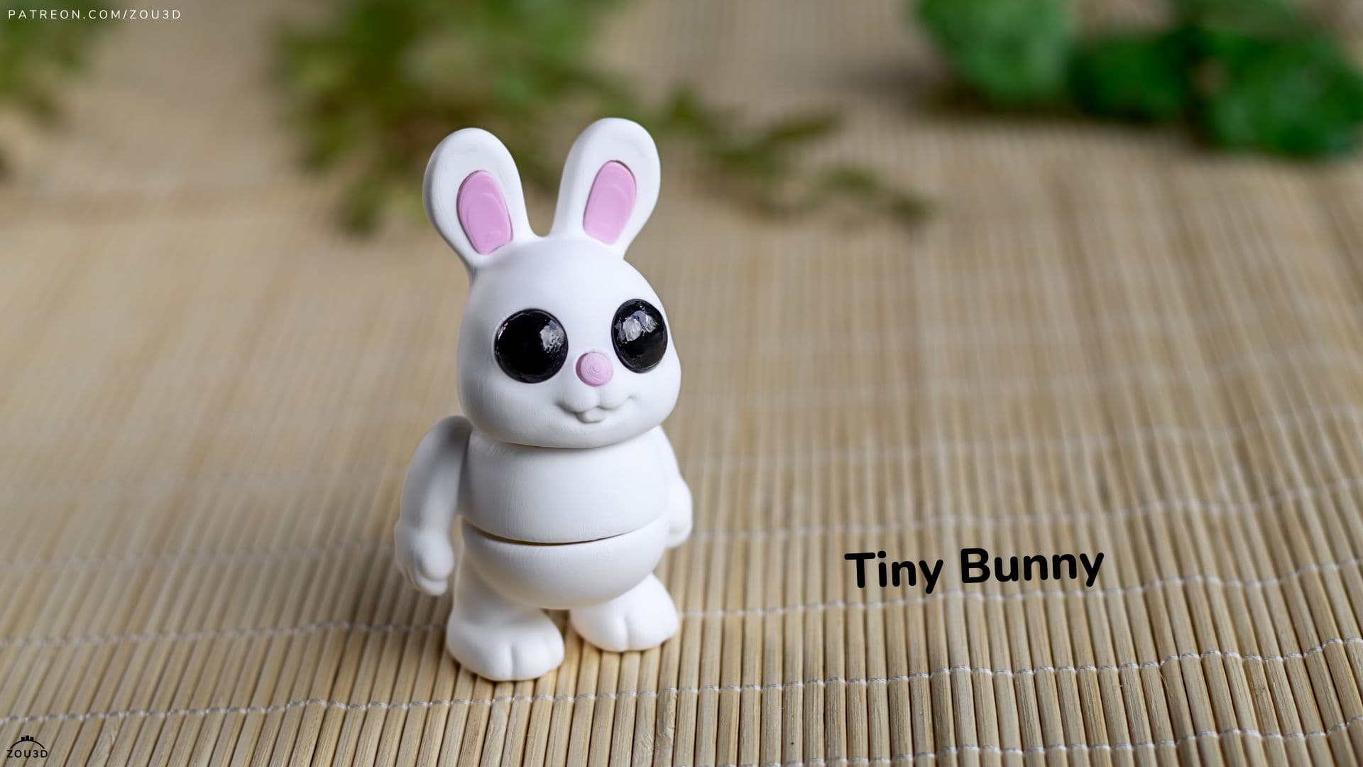 3D-gedruckte weiße Tiny Bunny Figur