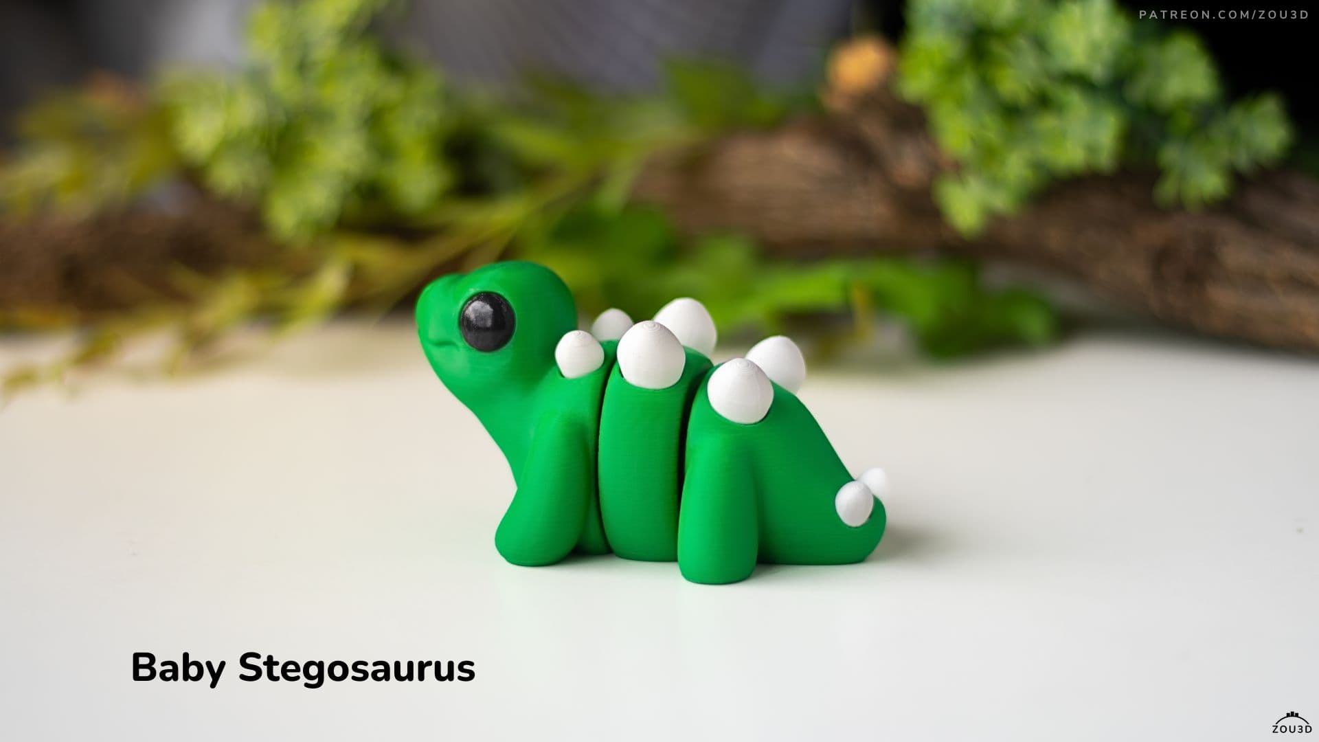 3D-gedruckter grüner Baby Stegosaurus 2