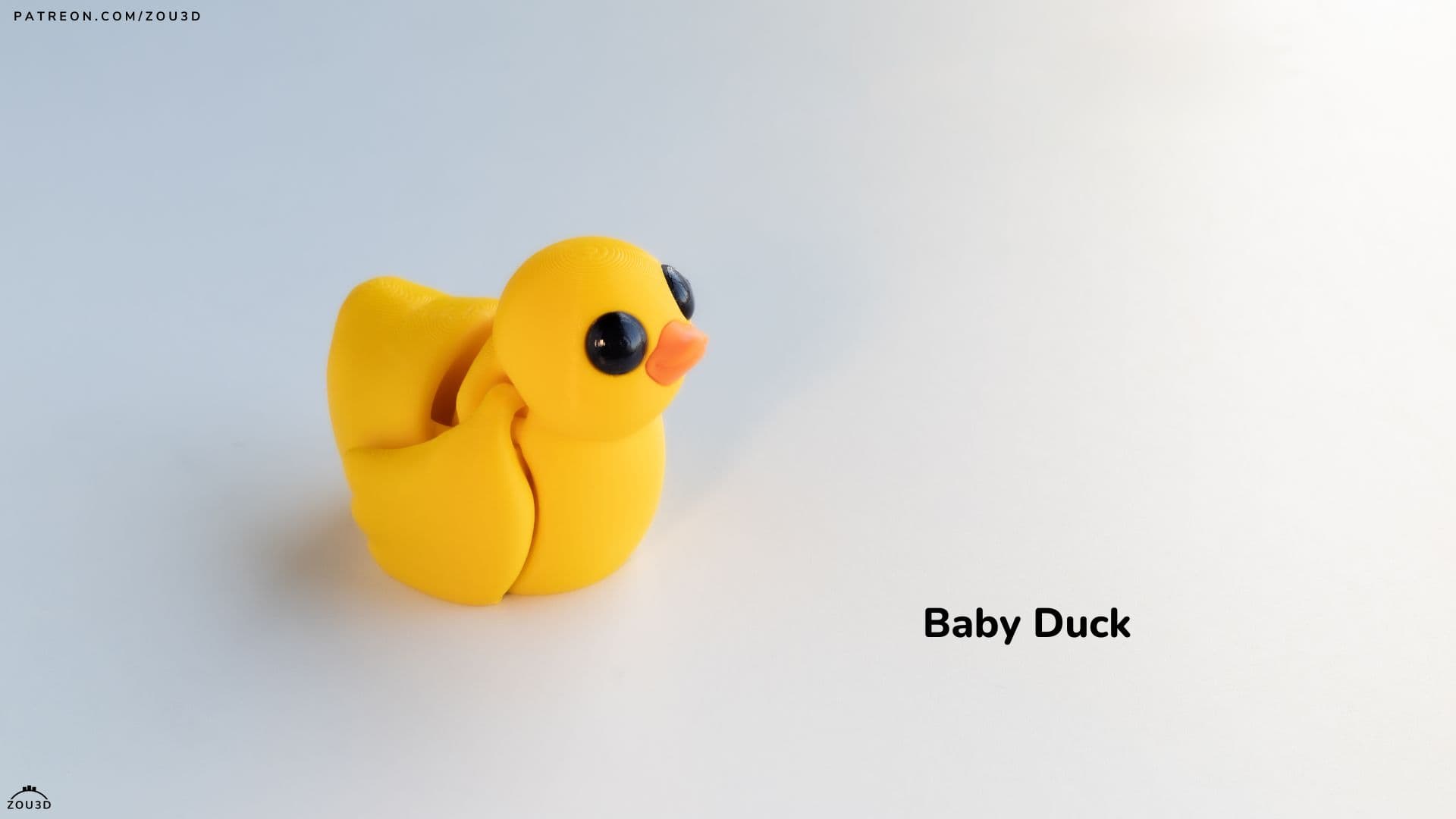 3D-gedruckte gelbe Baby-Ente Figur PLA 2