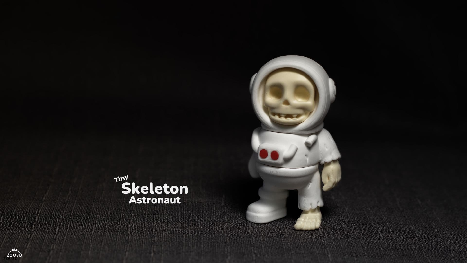 Weiße 3D-gedruckte Skelett-Astronaut-Figur