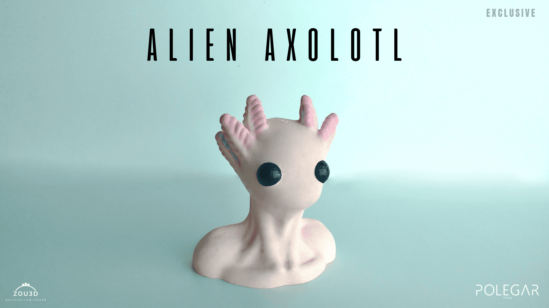 3D-gedruckte Alien Axolotl Büste 2