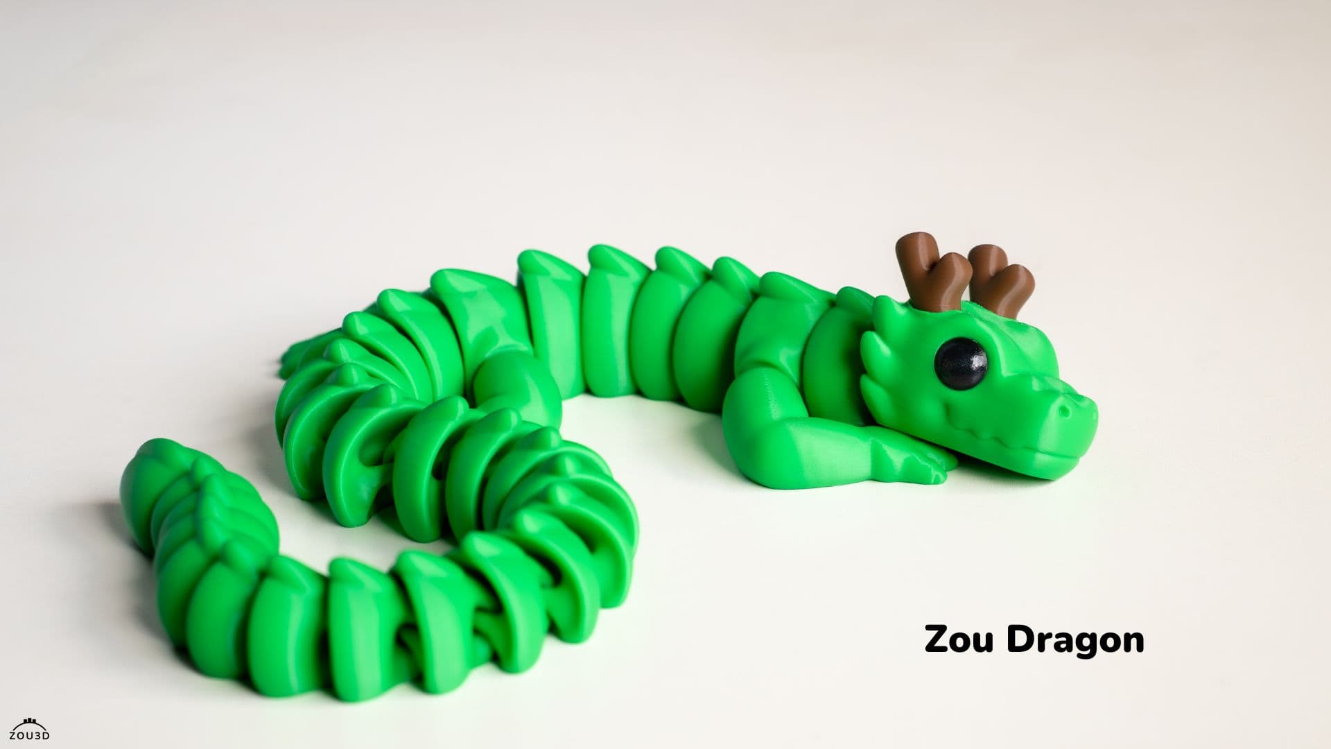 Grüner 3D-gedruckter Zou-Dragon mit Baby 3