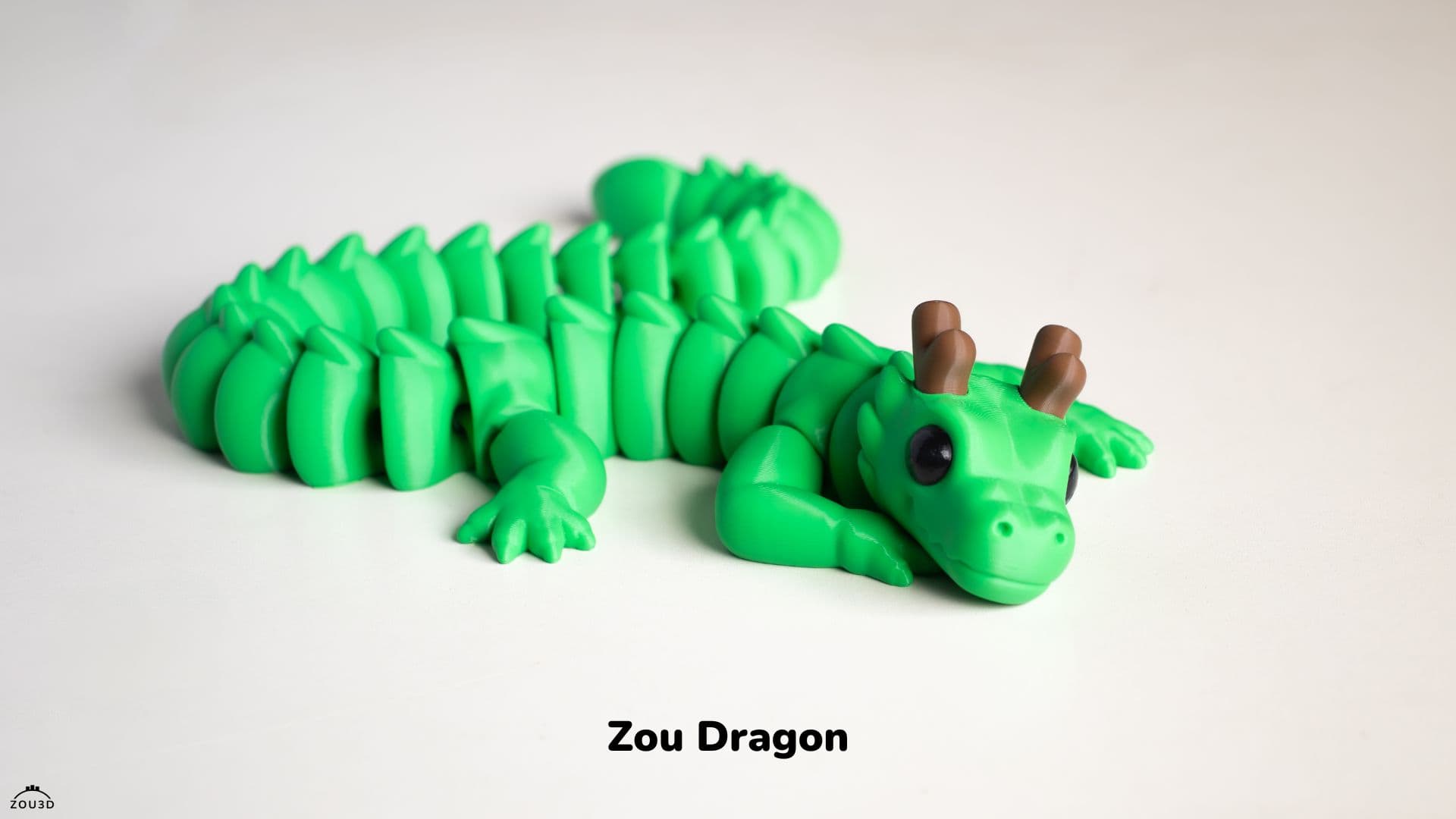 Grüner 3D-gedruckter Zou-Dragon mit Baby 4