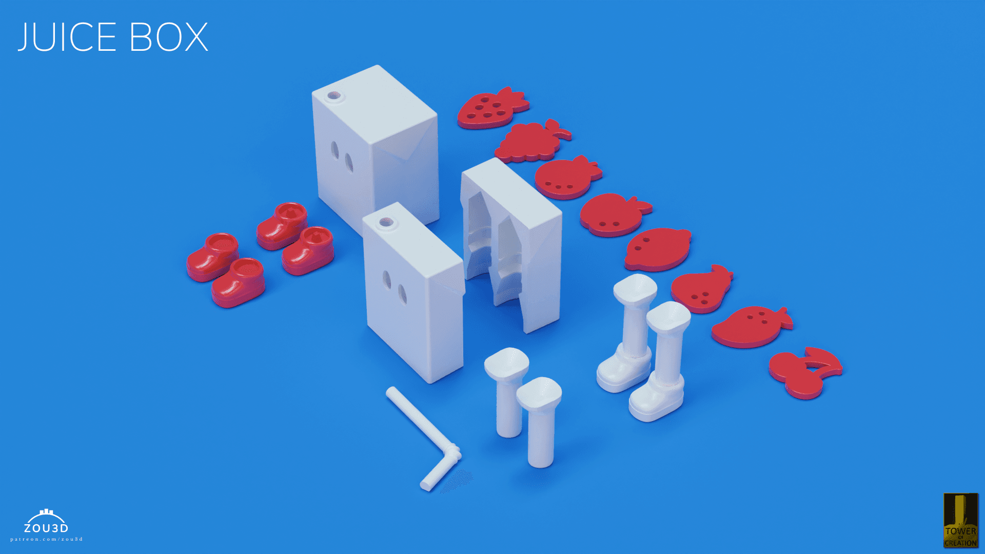 3D-gedruckte modulare Juice Box Figur